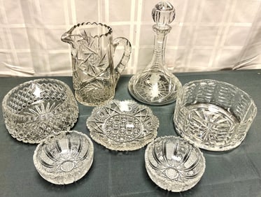 LOT OF 7 PCS OF CUT CRYSTAL / CUT GLASS