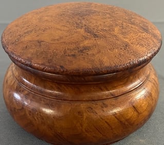 ANTIQUE BURL TREENWARE COVERED BOX