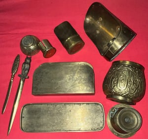 GROUP OF 10 ANTIQUE / VINTAGE BRASS ITEMS