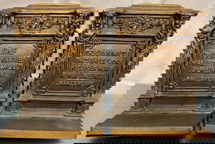 PR. ANTIQUE BRONZE BRADLEY & HUBBARD (B&H) SHAKESPEARE BOOKENDS
