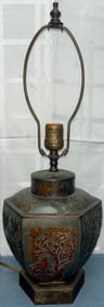 JAPANESE COPPER INLAID GINGER JAR LAMP - SIGNED