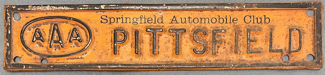VINTAGE AAA METAL SPRINGFIELD AUTOMOBILE CLUB PITTSFIELD (MA.) (1 of 5)