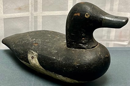 VINTAGE / ANTIQUE WOODEN DUCK DECOY, OLD PAINT, PAINTED EYES