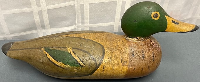 VINTAGE / ANTIQUE WOODEN DUCK DECOY, OLD PAINT, PAINTED EYES