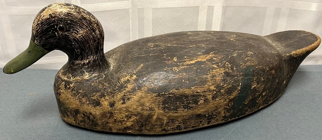 VINTAGE / ANTIQUE WOODEN DUCK DECOY, OLD PAINT, GLASS EYES