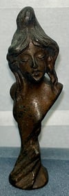 SMALL ANTIQUE BRONZED CAST IRON ART NOUVEAU FIGURE