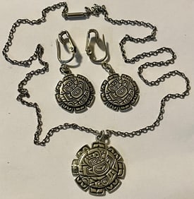 VINTAGE RICHARD SHORTY STERLING SILVER EAGLE NECKLACE, PENDANT, EARRINGS