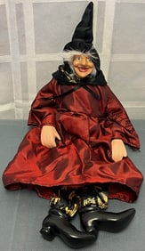 VINTAGE GANZ HALLOWEEN WITCH WITH CERAMIC HEAD, HANDS & FEET
