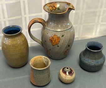 GROUP OF 5 VINTAGE STUDIO POTTERY PIECES