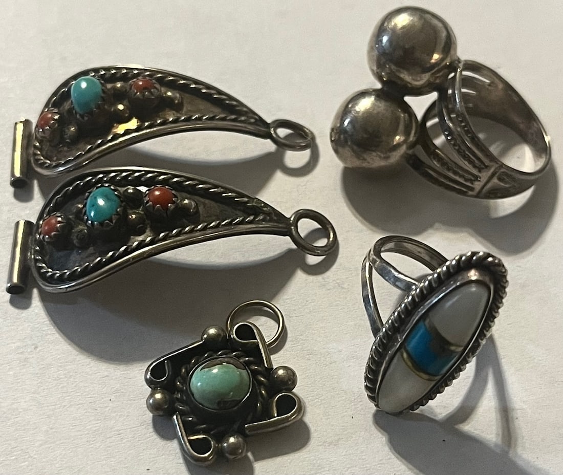 GROUP OF 4 PCS STERLING SILVER JEWELRY, NATIVE AMERICAN (1 of 10)