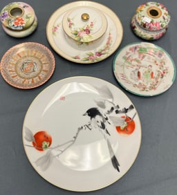 GROUP OF 6 VINTAGE / ANTIQUE HAND PAINTED PORCELAIN / CHINA PIECES