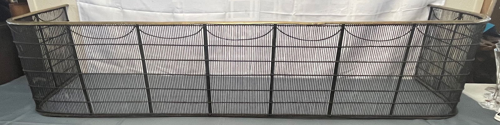 EARLY 19TH C. BRASS AND WIRE WORK FIREPLACE FENDER (1 of 9)
