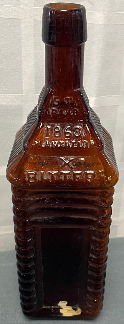 ORIGINAL 19TH C. (1860) DRAKE'S PLANTATION LOG CABIN BITTERS BOTTLE (1 of 7)