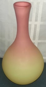 ANTIQUE MT. WASHINGTON BURMESE ART GLASS VASE 10 1/2" HIGH