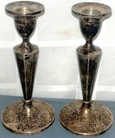 PAIR OF FISHER 6 1/4" STERLING SILVER CANDLESTICKS WEIGHING 232 GRAMS