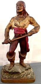 ANTIQUE COLD PAINTED BRONZE PIRATE STATUE / FIGURE
