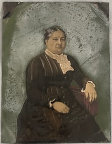19TH C. FULL PLATE TIN TYPE PHOTOGRAPH OF WOMAN