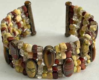 WHITNEY KELLY STERLING SILVER AND VARIOUS NATURAL STONE CUFF BRACELET