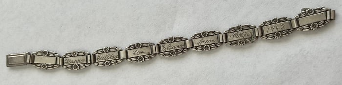 WWII ERA STERLING SILVER FORGET-ME-NOT BRACELET