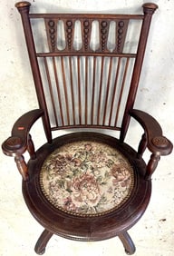 ANTIQUE OAK SWIVEL DESK CHAIR