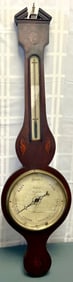 EARLY 19TH C. GEORGIAN INLAID MERCURY WHEEL BAROMETER, SILVERED DIAL