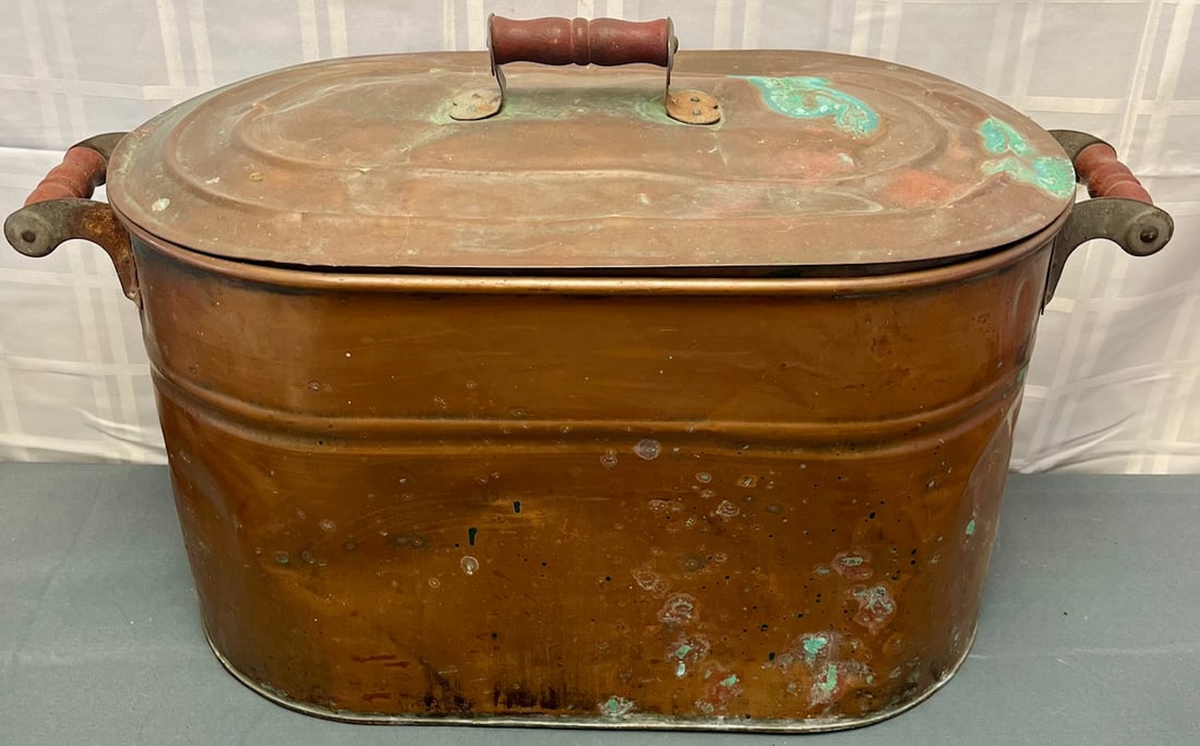 ANTIQUE COPPER BOILER WITH ORIGINAL COPPER LID (1 of 8)