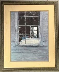 GERANIUMS BY ANDREW WYETH FRAMED AND MATTED PRINT