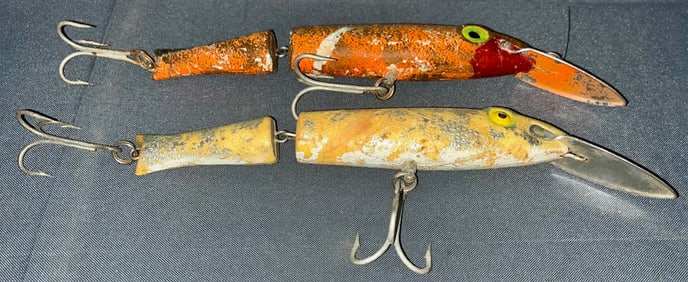 TWO LARGE VINTAGE WOODEN FISHING LURES