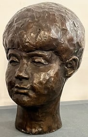 ARTIST SIGNED BRONZE BUST OF YOUNG BOY