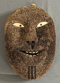 ARCTIC PEOPLES INUIT CARVED FOSSILIZED WHALE BONE MASK