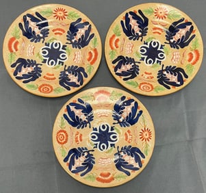 3 EARLY 19TH C. WEDGWOOD PEARLWARE CHRYSANTHEMUM PLATES