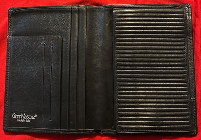 GIANNI VERSACE ITALIAN BLACK LEATHER WALLET