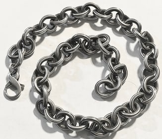 Exceptional & heavy 17" sterling silver necklace, 126.87 grams