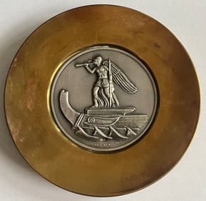 Ilias Lalaounis Greek Revival Sterling Silver Medallion Plaque, Trireme & Winged Warrior Design
