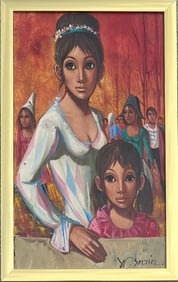 Jean-Pierre Serrier (1934-1989) "Personnages", Original Signed Oil on Canvas with Certificate