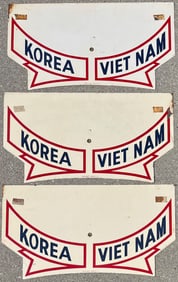 Lot of 3 Vintage 1972 Korea Vietnam War Metal Signs, Scioto Signs, Military Parade Display