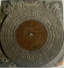 1887 'The Cosmos' Copper Printing Plate, Antique Astronomical Engraving Tool