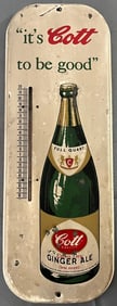 Vintage Cott Extra Dry Ginger Ale metal advertising thermometer