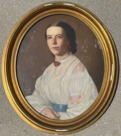 Philipp Albert Gliemann (1822 - 1871) Germany, O/C Portrait of a Lady, dated 65' (1865)