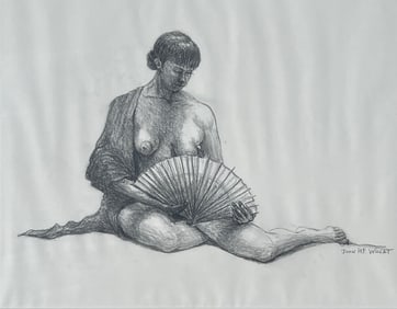 John H.P. Wheat (1920-1980) graphite on paper titled on reverse "Hanamachi Dreams"