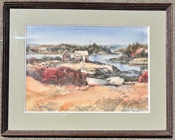 Peter Rolfe (Born 1942, active / lives in Maine, Massachusetts, Europe) watercolor painting