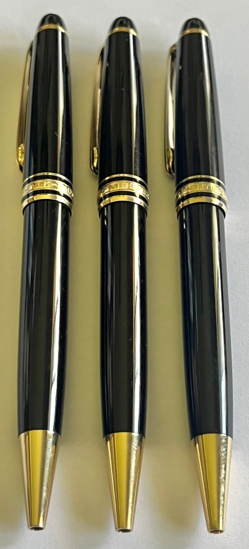 Lot of 3 vintage Montblanc Meisterst, ck Classique rollerball or ballpoint pens: Lot of 3 vintage Montblanc Meisterst, ck Classique rollerball or ballpoint pens, measure approx. 5 1/2" long, condition as seen in photos provided