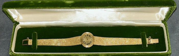 Vintage Geneva 14k yellow gold watch, including 14k yellow gold band, 28.25 grams