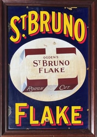 Large antique Porcelain "OGDEN'S ST. BRUNO FLAKE ROUGH CUT" Tobacco Advertising Sign