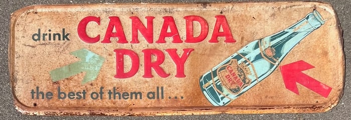 Large Vintage 55" w x 19" h metal Canada Dry advertising sign