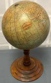 Antique Rand, McNally & Co. 6" Terrestrial Globe on Wooden Pedestal Base