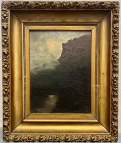 EDWARD HILL (1843-1923) 19TH C. O/C - White Mountains, Old Man of The Mountain, Lake View