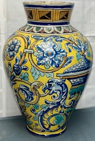 Large 19th c. Italian Majolica Urn w/ Cherub & Mythical Dragon Motifs