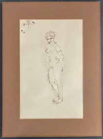 LOVIS CORINTH (GERMAN, 1858-1925) Pen & Ink Nude drawing / study, Framed