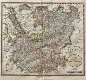 1799 JOHN CARY Engraved Map, Circles of the Upper & Lower Rhine, Hand Colored Original